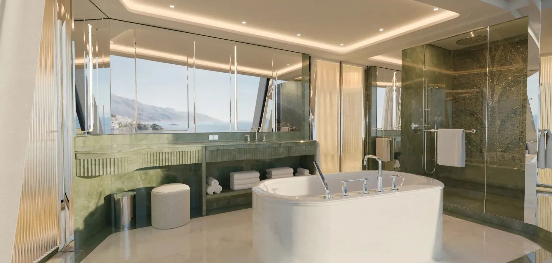 Four season 1 yacht funnel suite bathroom