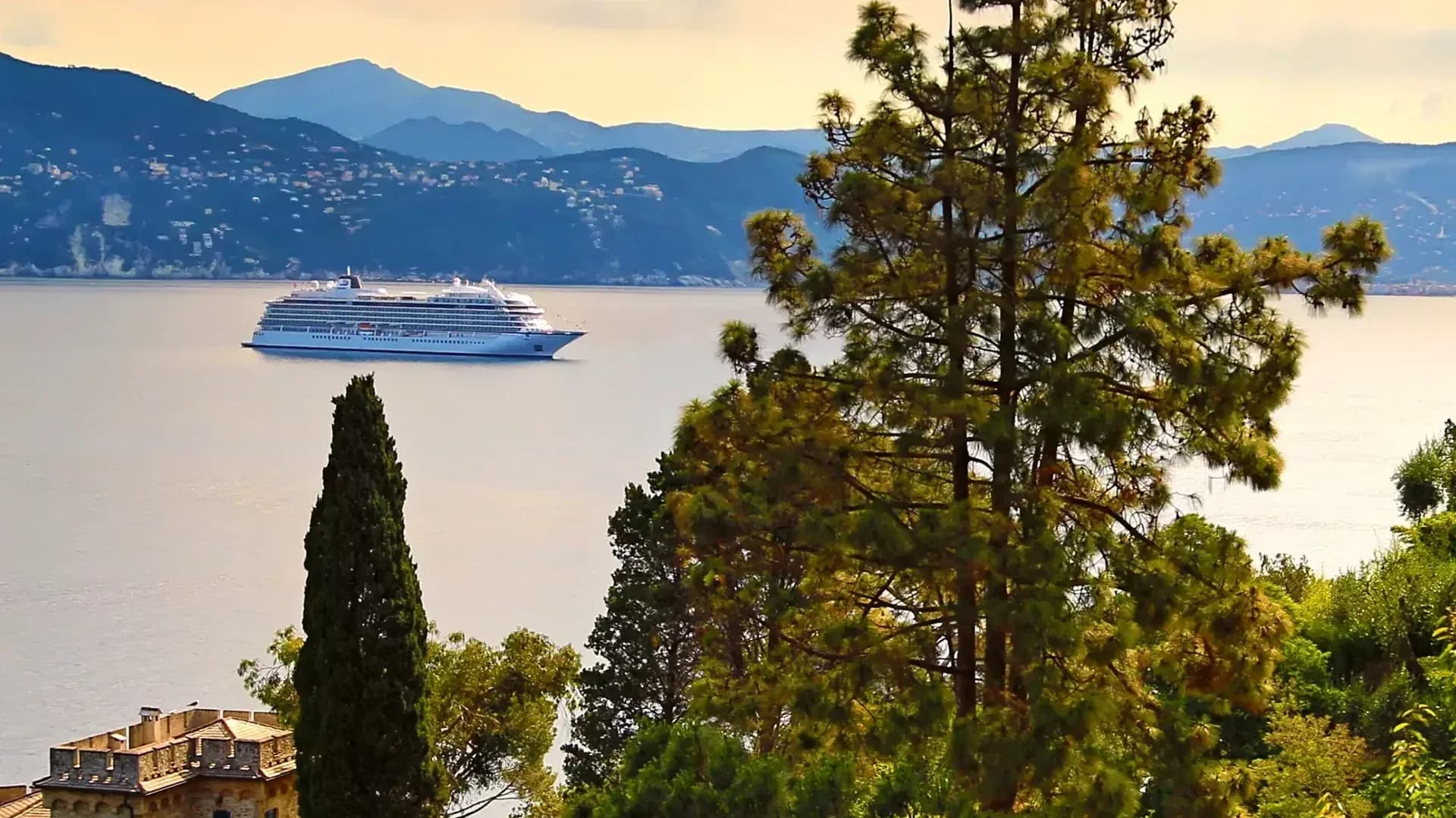 Viking Orion cruise ship on the Italian Riviera