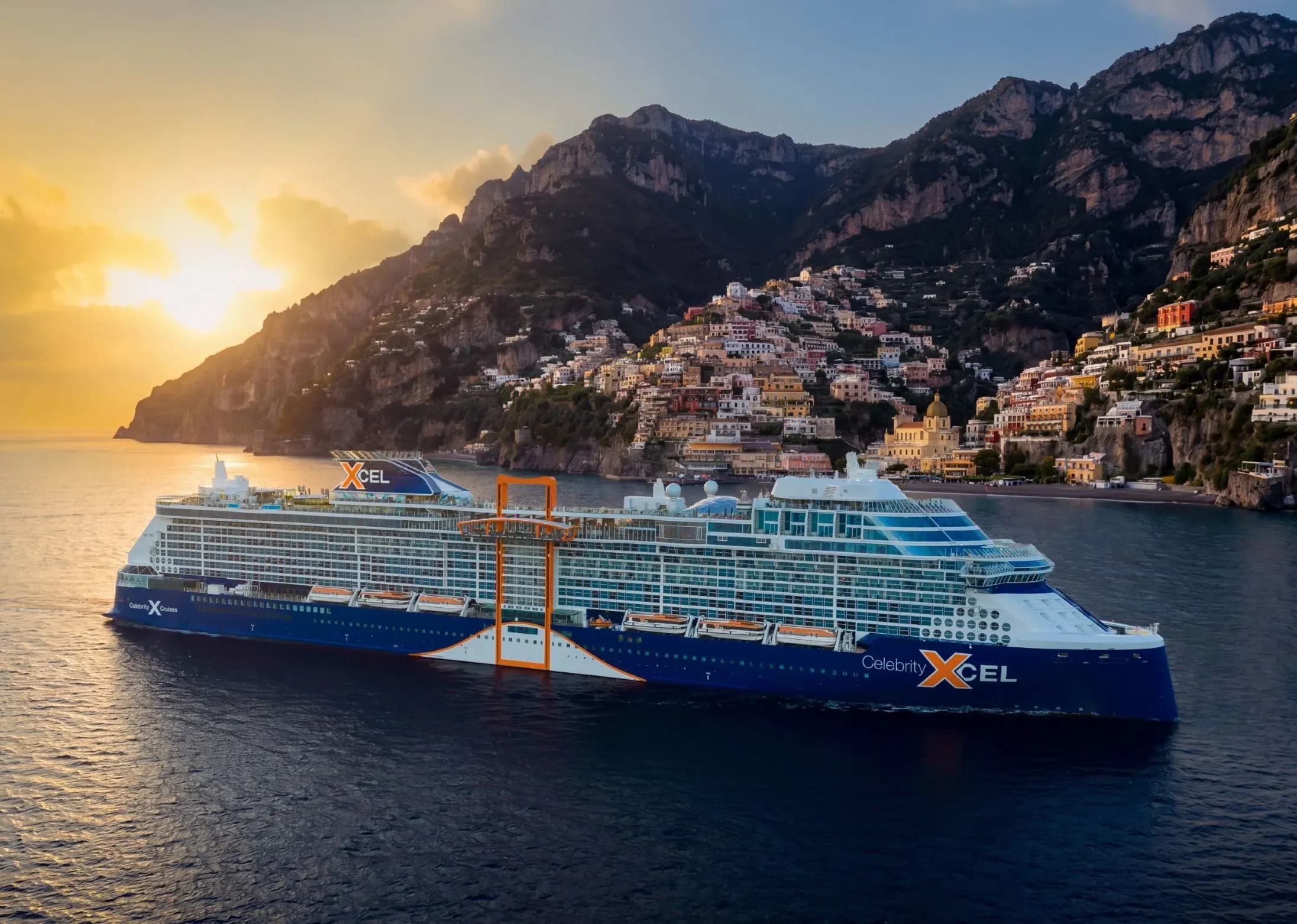 Celebrity Xcel Cruise ship in amalfi coast italy