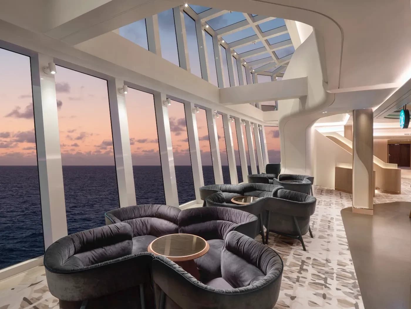 NCL Norwegian Prima Atrium Seating Area
