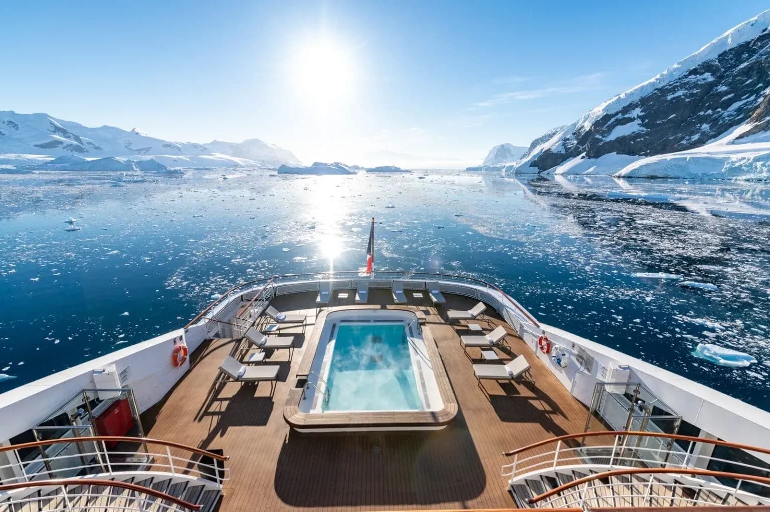 Ponant luxury yachts Pool Deck - Luxury antarctica expedition from Middle East