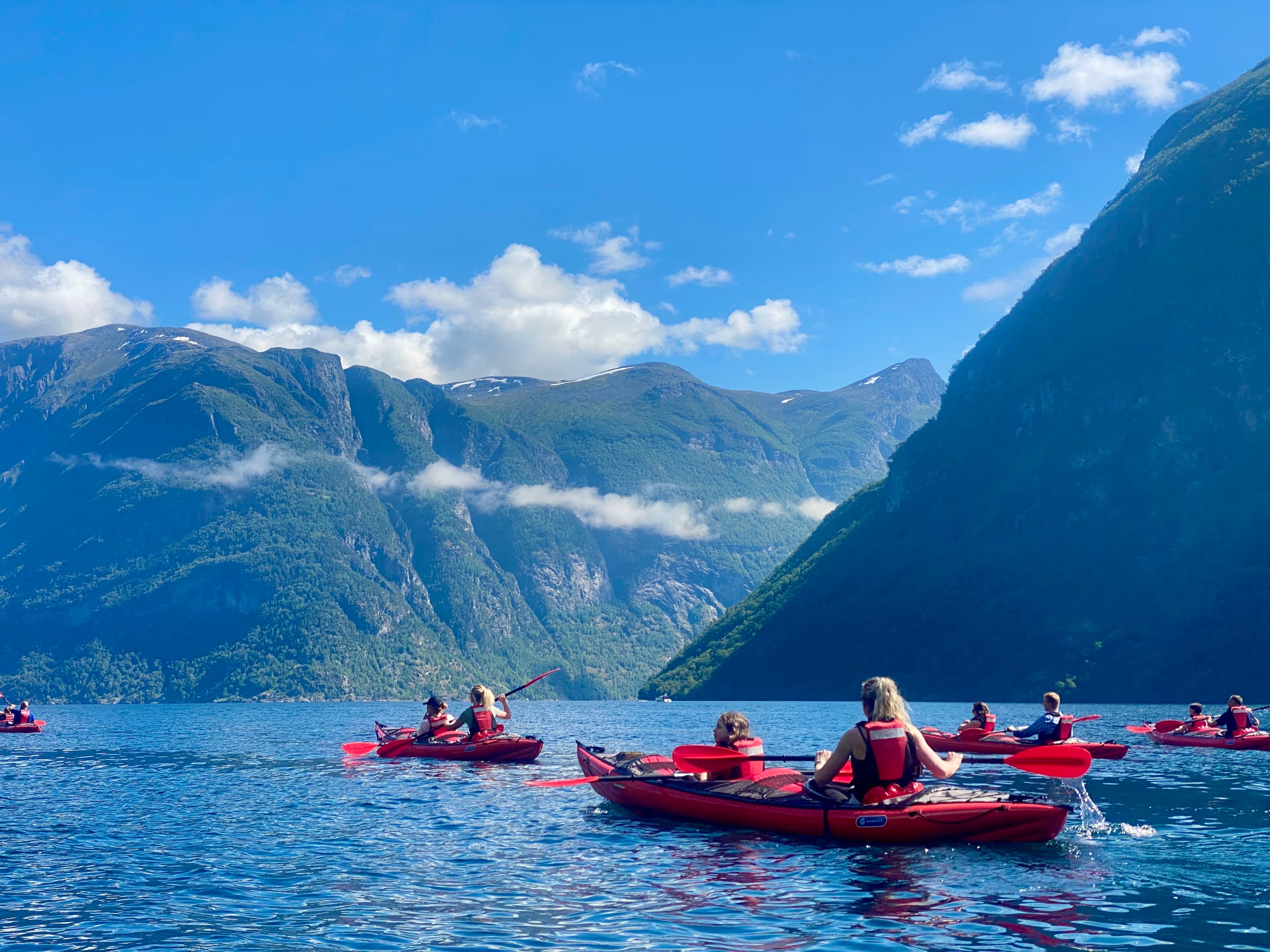 Kayaking in Olden Fjord, Olden, Norway,