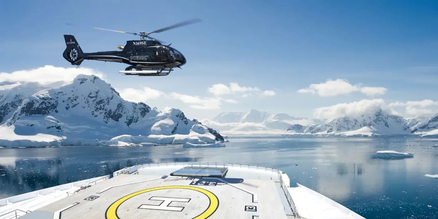 Scenic ecplise Helicopter Flightseeing in Antarctica