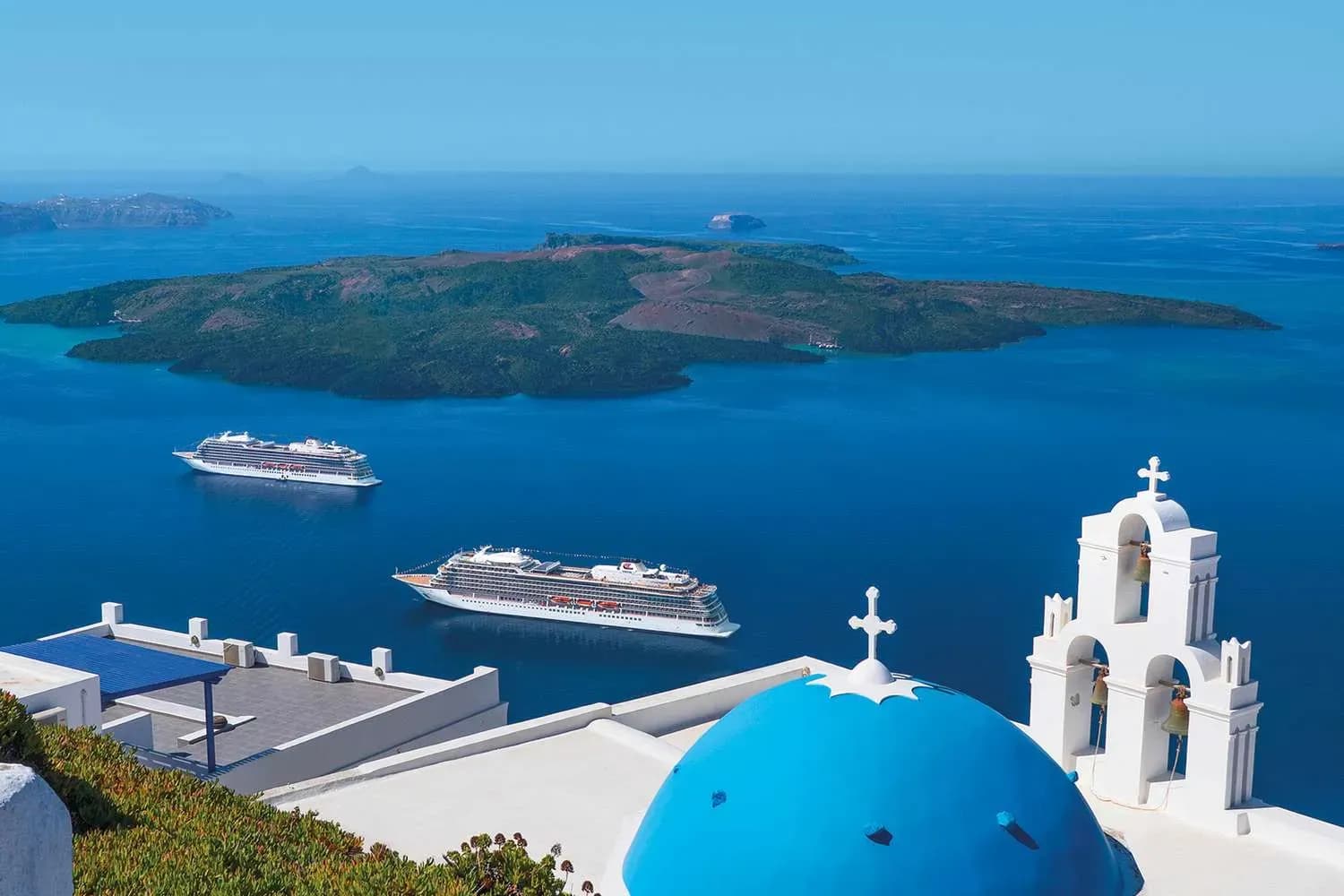 Viking Cruise ships in Santorini, Greece