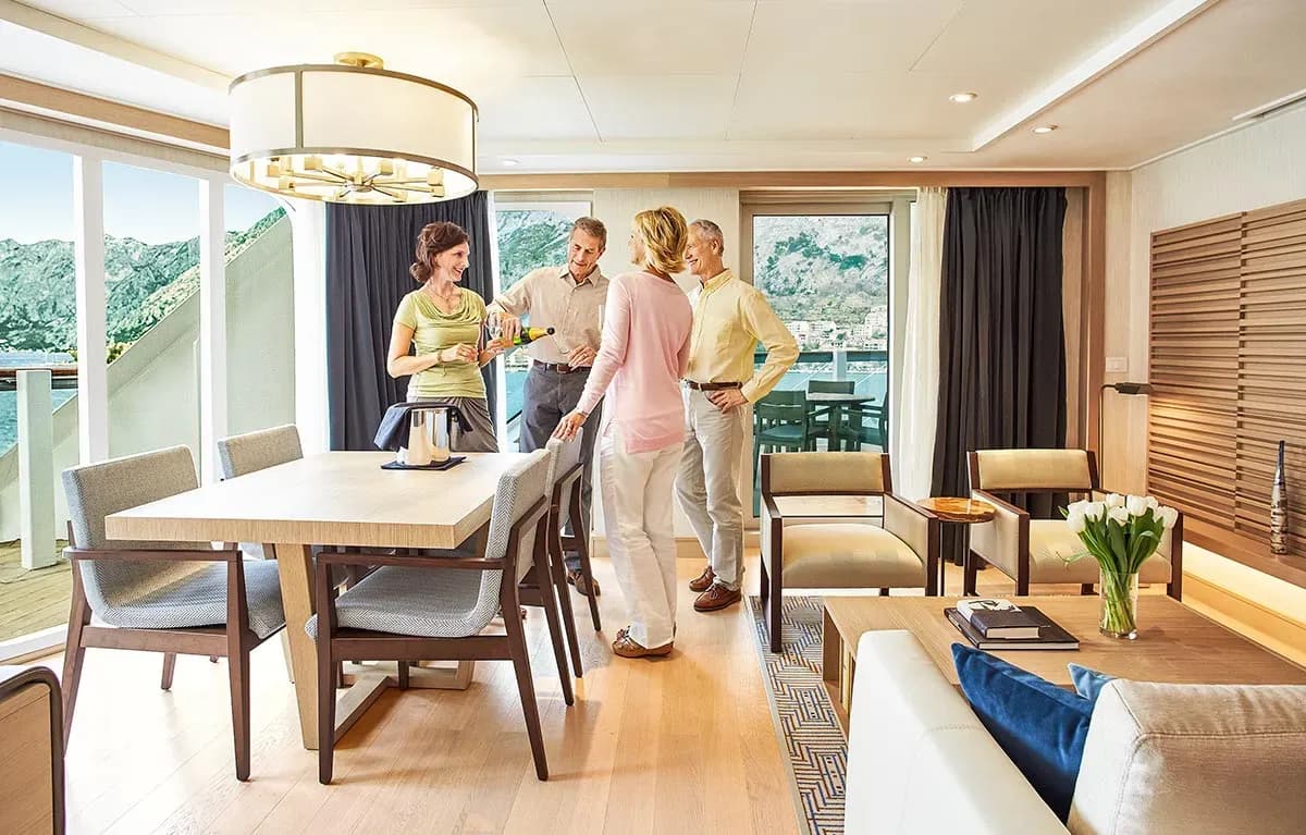 Viking Ocean Cruises Explorer Suite private dining with guests