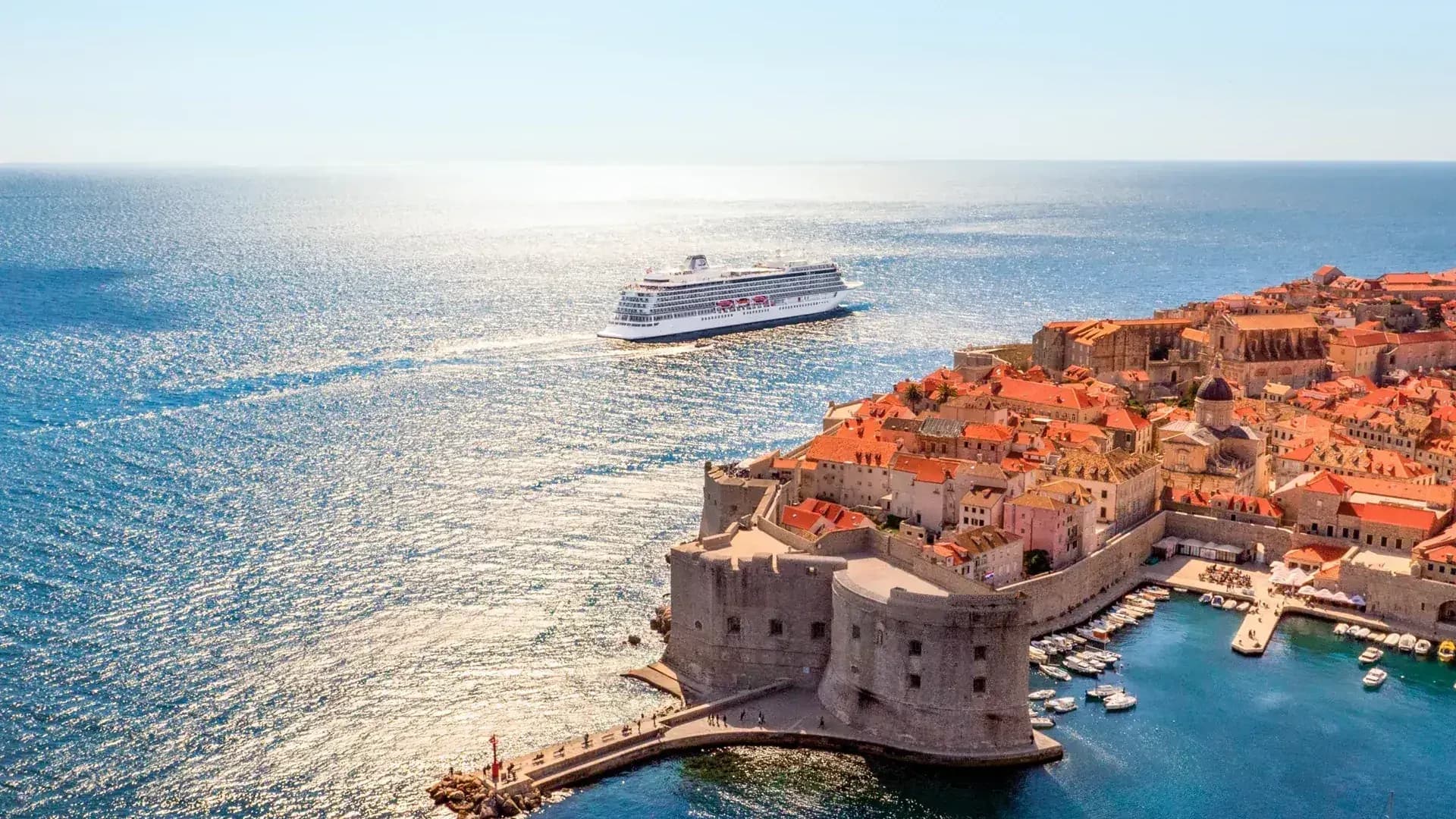 Viking Sea cruise ship in Dubrovnik, Adriatic Sea