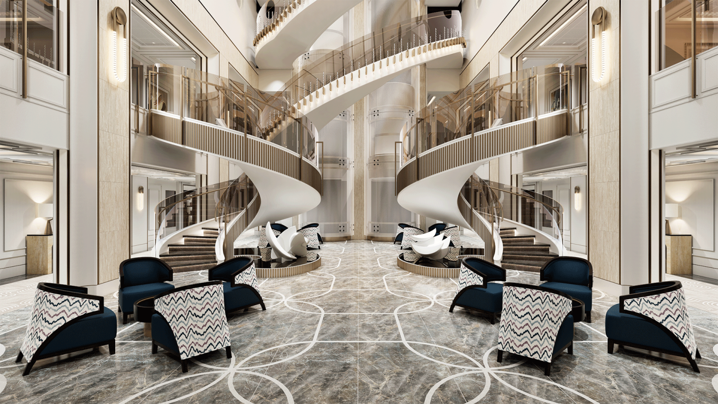 Seven Seas Prestige Atrium , Regent cruises