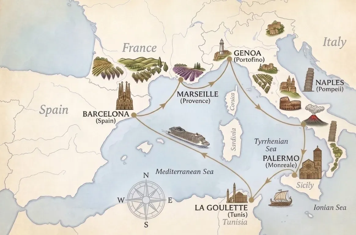 MSC Euribia - Barcelona to Barcelona 7N map 